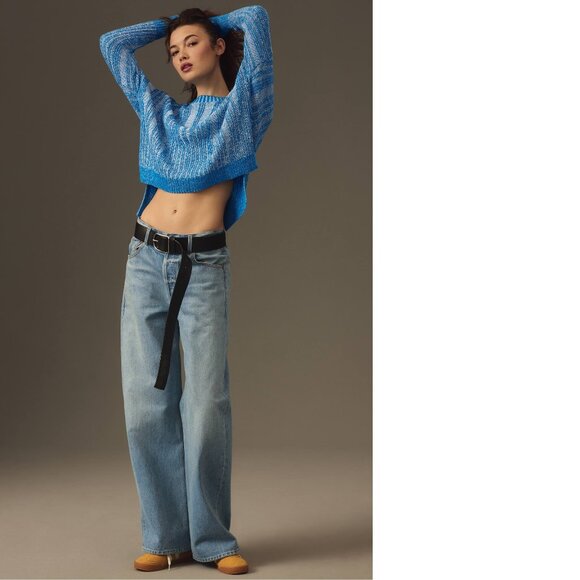 Anthropologie Pilcro Textured High-Low Pullover Sweater new nwt blue color - Picture 2 of 8